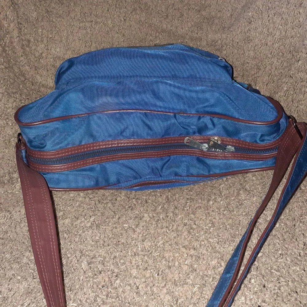 Vintage YVES SAINT LAURENT Travel Bag/Organizer-Men-Blue/Brown-Excellent - Picture 4 of 11